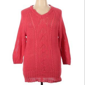 Fashion Bug 3/4 Sleeve Coral Sweater